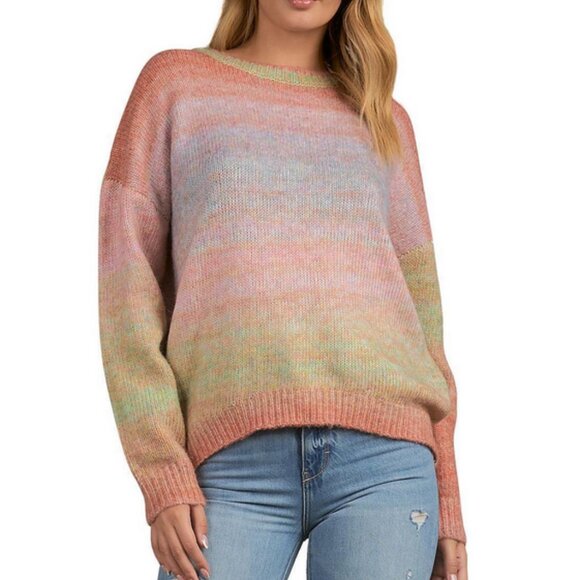 Elan Sweaters - Elan Crew Neck High Low Sweater in Malve Multi